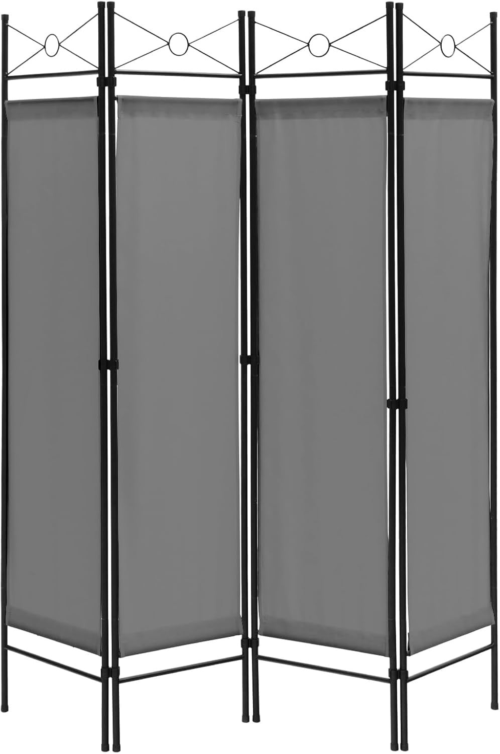 4 Panel Grey Folding Room Divider Privacy Screen Partition for Bedroom Office