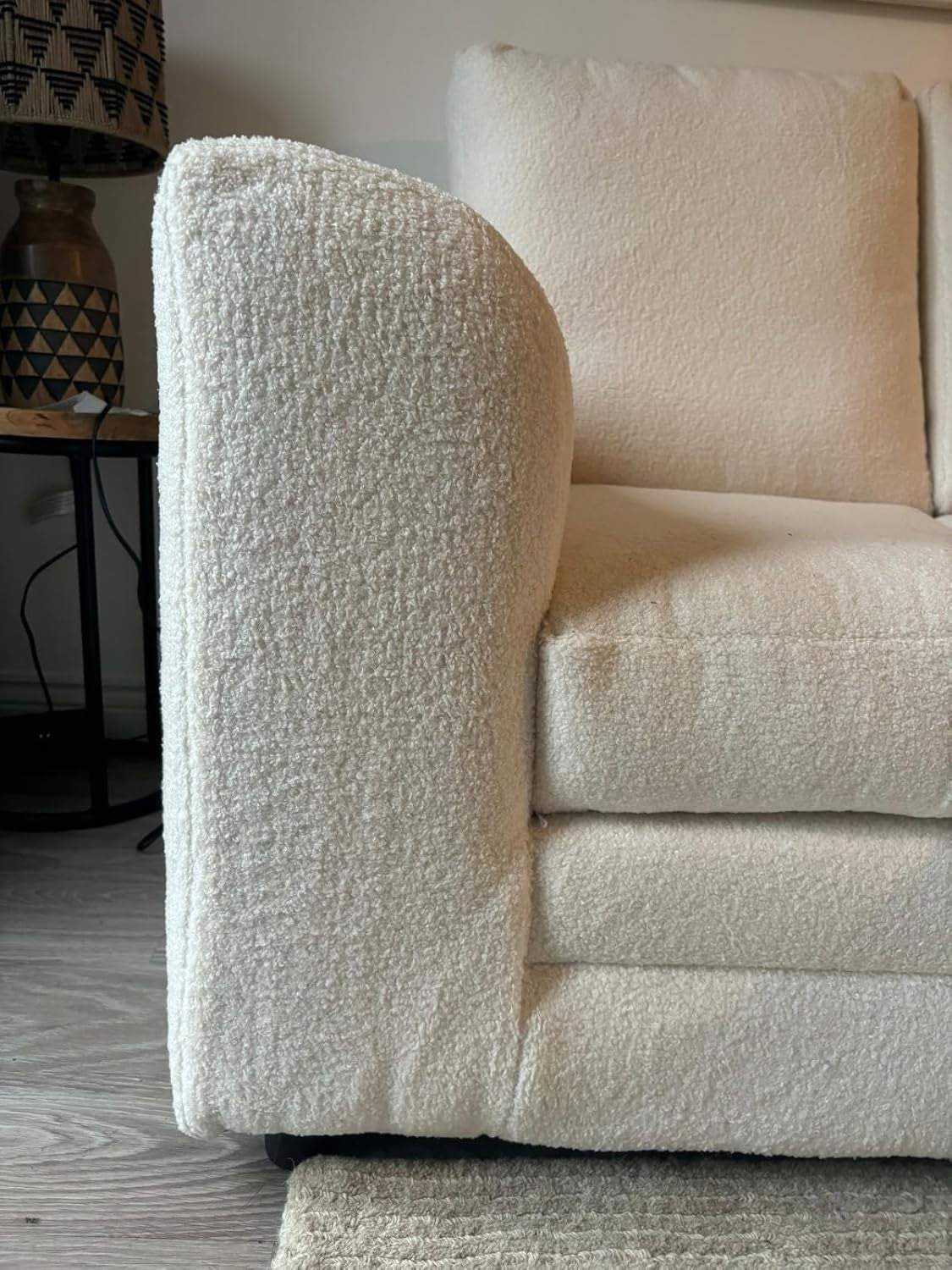Cream L Shape 4 Seater Sofa with Left Hand Footstool – Plush High Back Couch