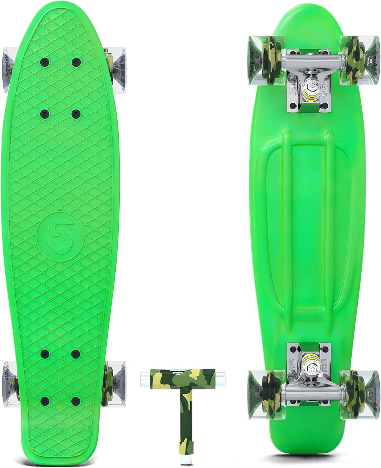 22" Mini Cruiser Skateboard Patriot Plastic Retro Complete Board