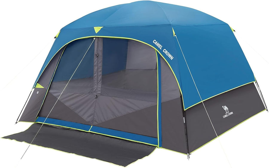 6 Person Waterproof Family Camping Tent Easy Setup with Ground Mat