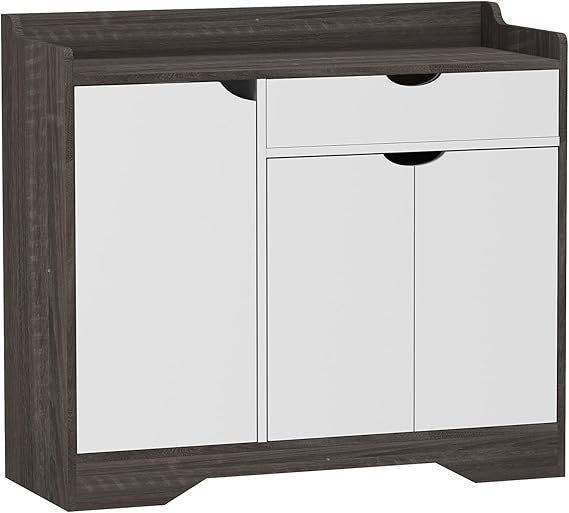 Modern Grey Shoe Storage Cabinet with Drawer & Shelf, Large Hallway Unit