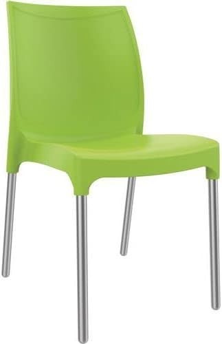 Stackable Outdoor Garden Chair Green Plastic Patio Dining Seat Aluminum