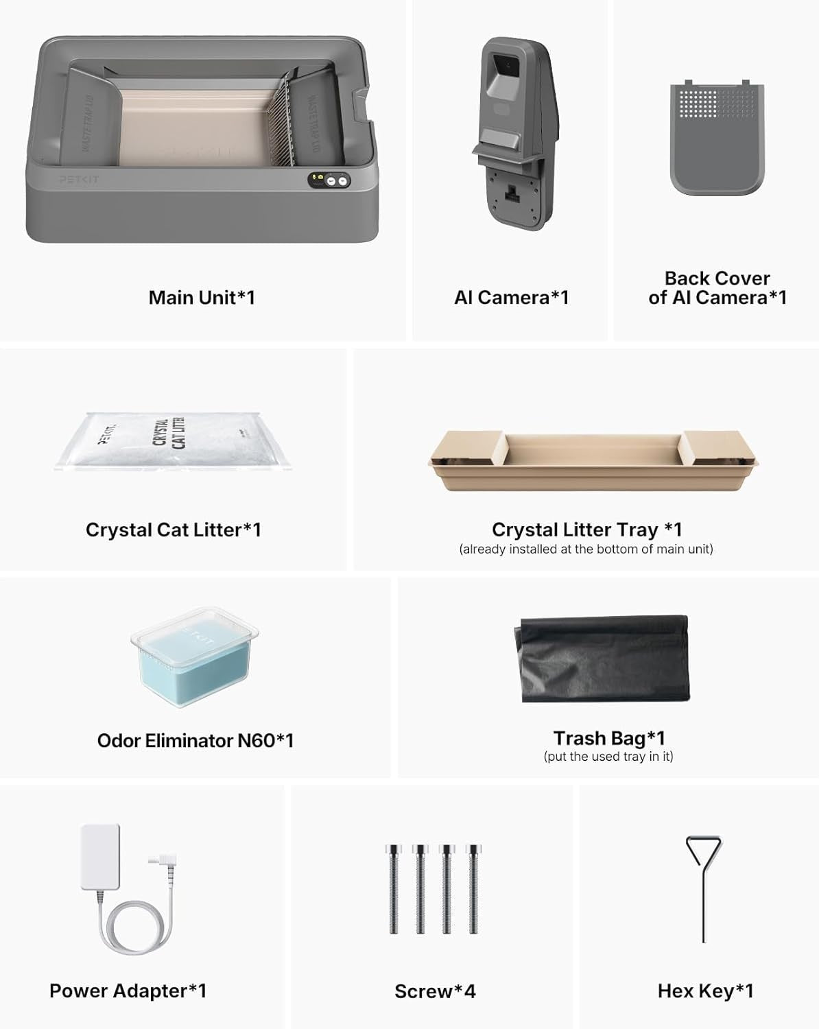 AI Camera Self Cleaning Cat Litter Box Crystal Litter App Control