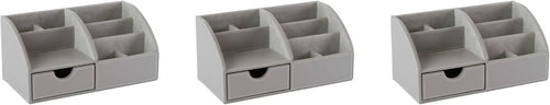 Faux Leather Desk Organiser 8-Compartment Drawer Pen, Stationery Caddy