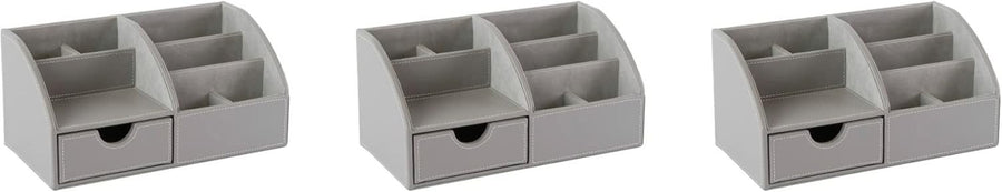 Faux Leather Desk Organiser 8-Compartment Drawer Pen, Stationery Caddy