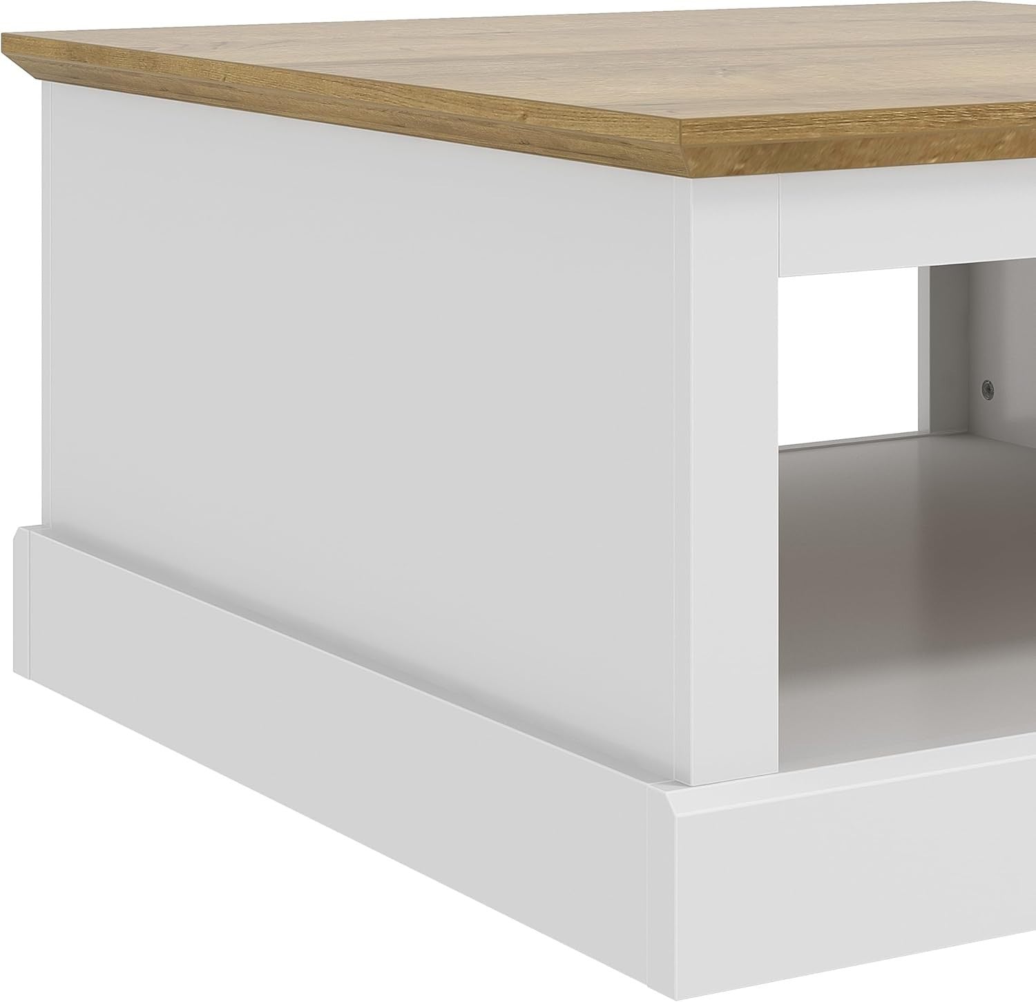 White Square Coffee Table with Storage – Modern 79x79cm Wood Cabinet