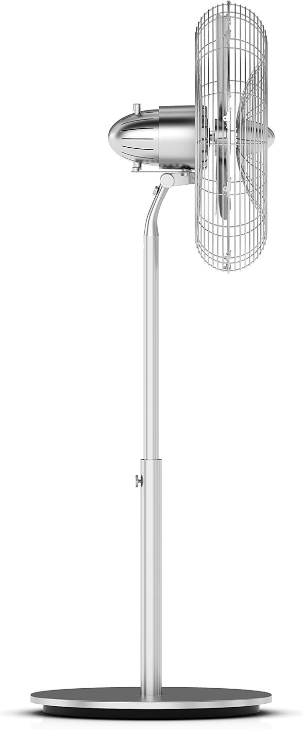 16" Chrome Stand Fan – Retro Metal Pedestal 3 Speed Oscillating Quiet Cooling