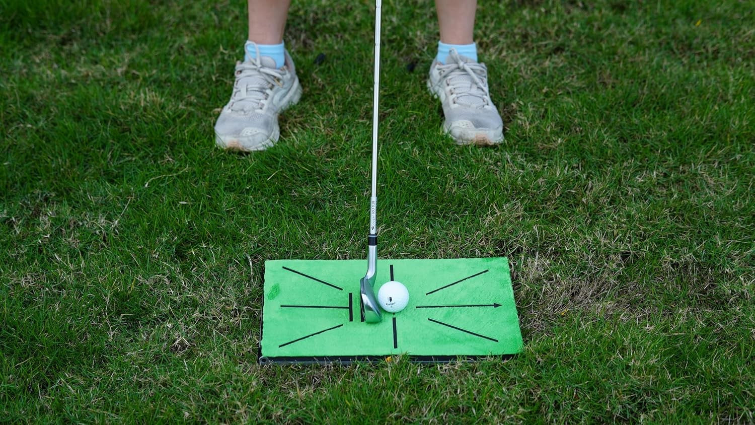 Golf Hitting Mat Swing Path Trainer 35x23cm w/ Replaceable Turf
