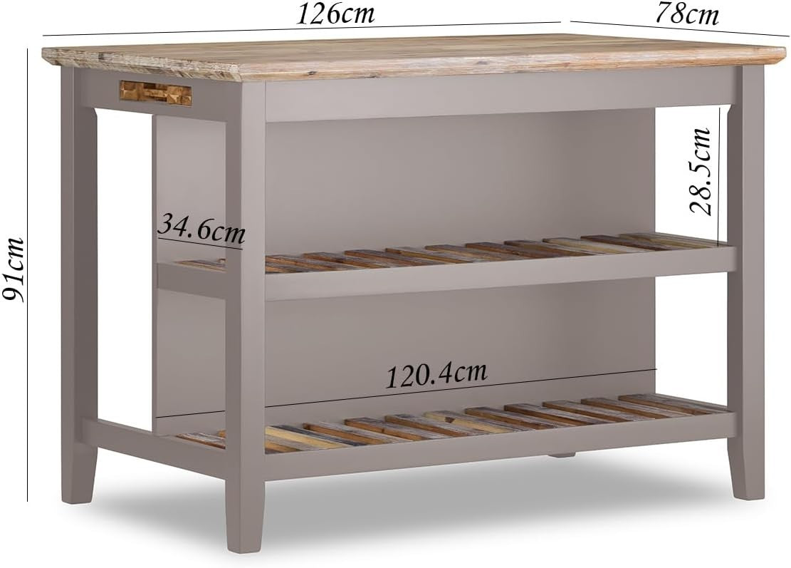 Breakfast Bar with Acacia Wood Top Storage Shelves Kitchen Island Truffle Home