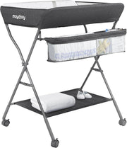 Baby Changing Table Adjustable Folding Diaper Station with Storage Dark Grey