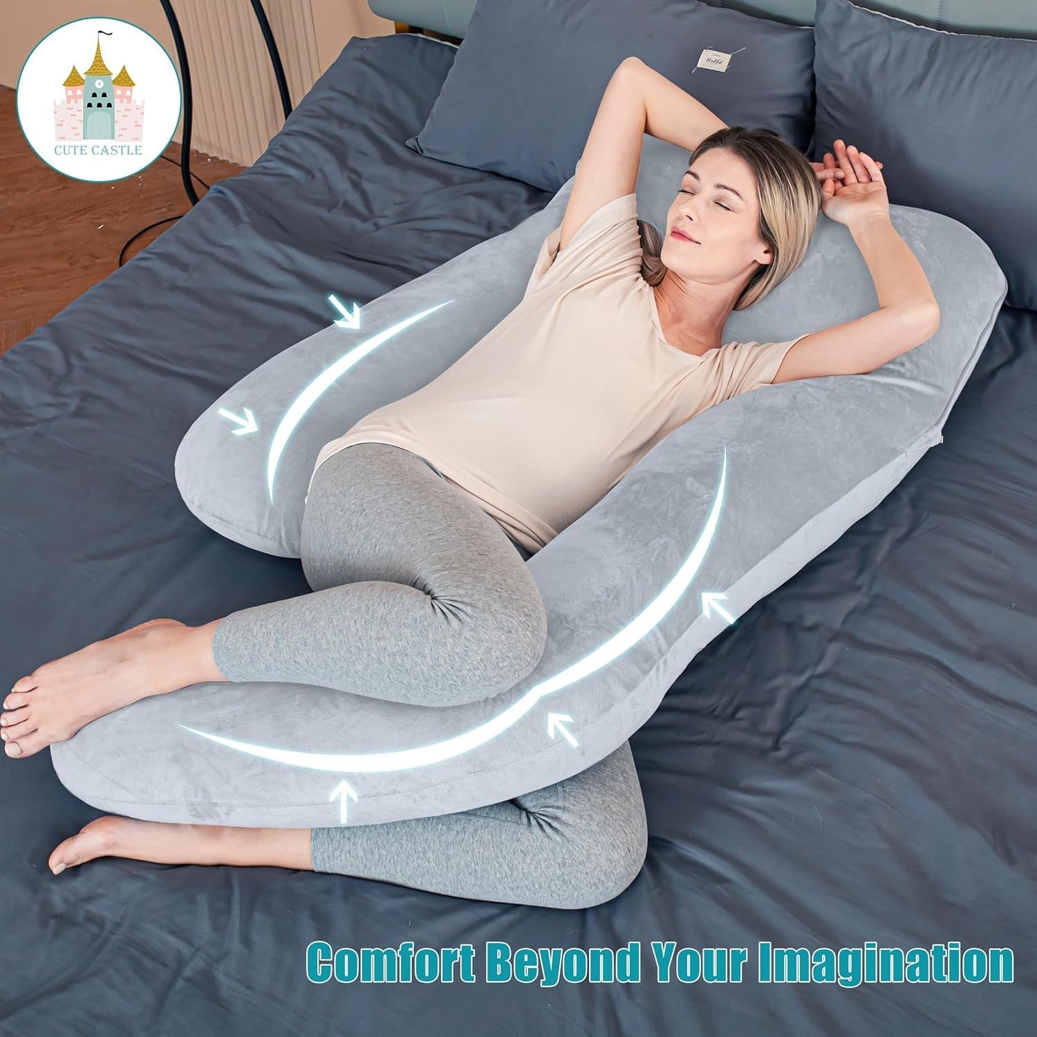 U Shaped Pregnancy Pillow 57in Full Body Maternity Support Soft Washable