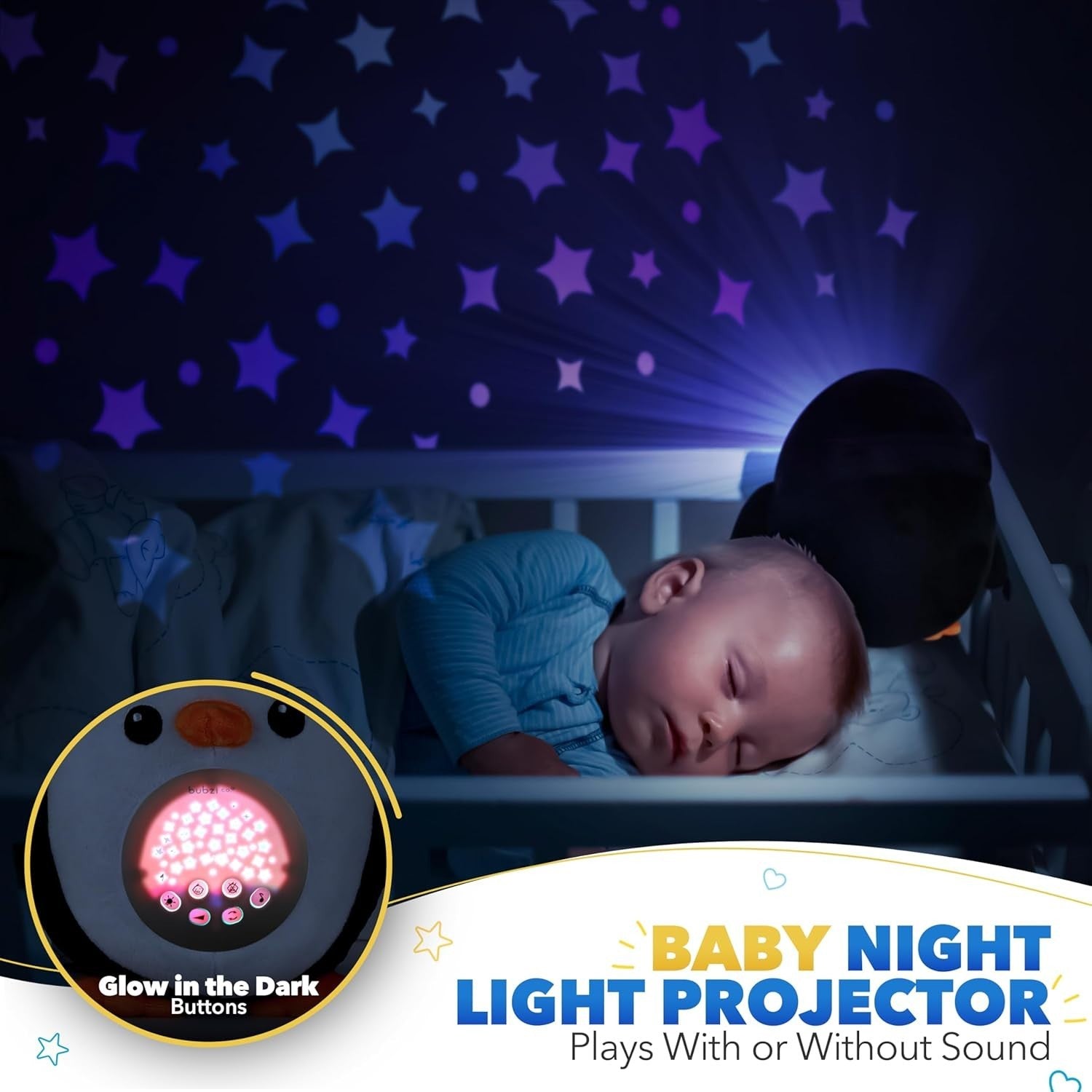 Portable Baby Sound Machine with White Noise & Star Projector, Sleep Aid