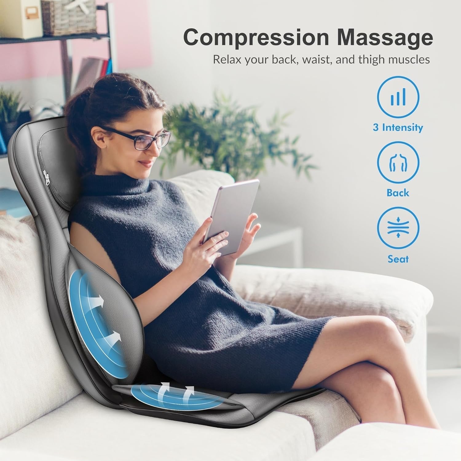 Full Body Heated Shiatsu Massage Chair Pad with Vibration & Compression