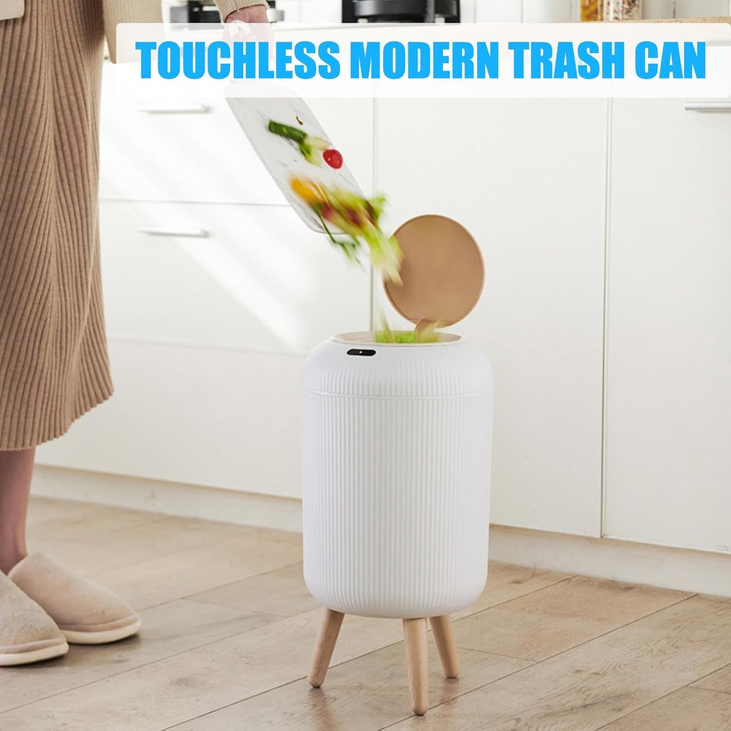 10L Smart Touchless Bathroom Bin Sensor Lid Dog Proof White