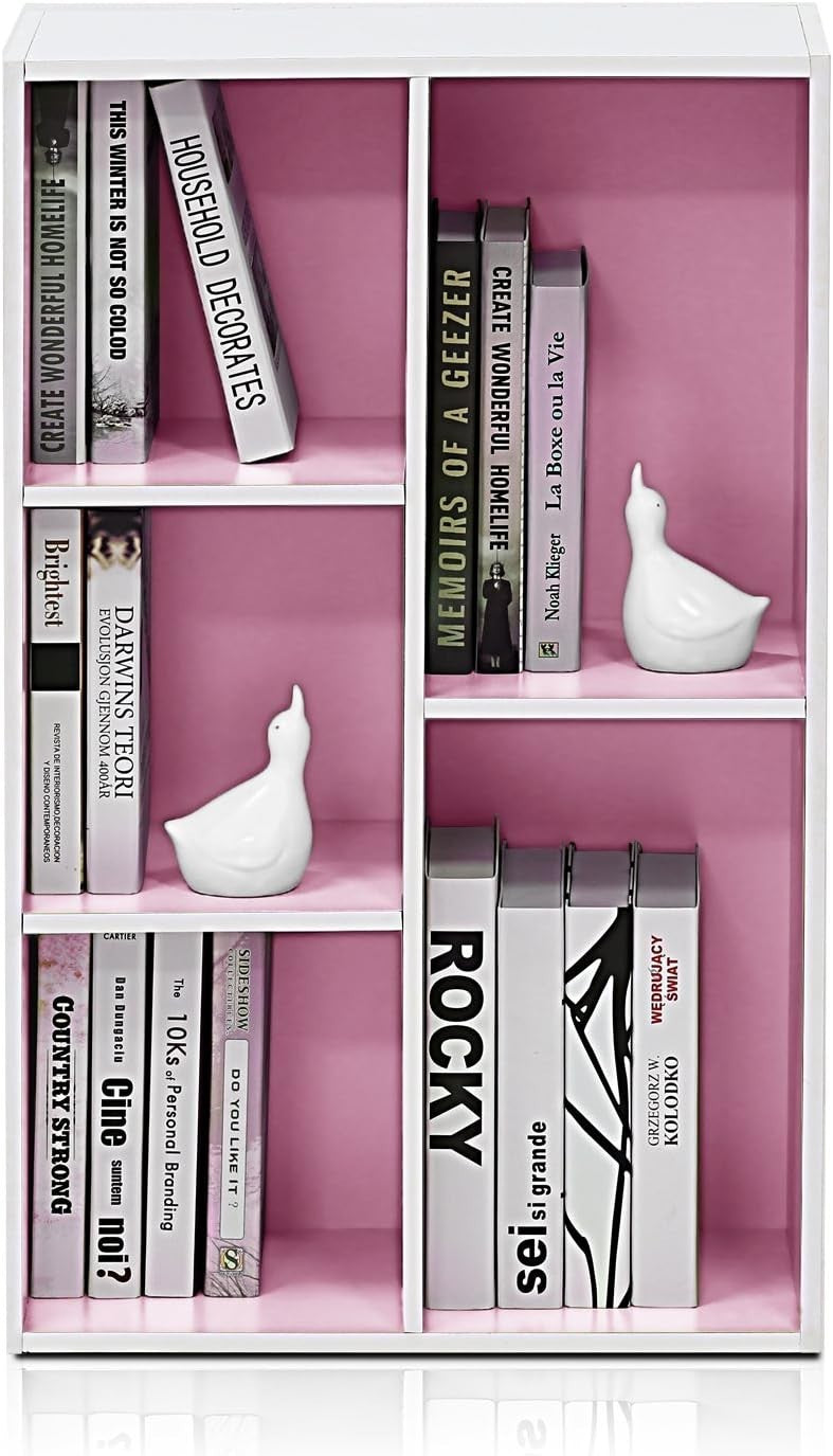 5 Cube Bookcase Storage Open Shelf Compact Organizer Bookshelf Display Pink