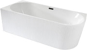 White Left Hand Fluted Corner Bath 1700x800mm Black Overflow