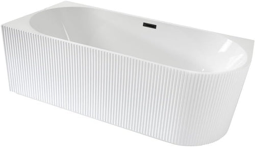 White Left Hand Fluted Corner Bath 1700x800mm Black Overflow