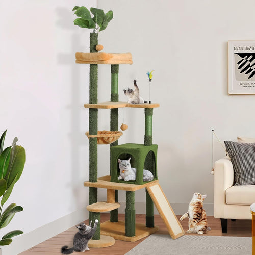 185cm Tall Cat Tree Tower with Scratching Posts Condo Perches Indoor