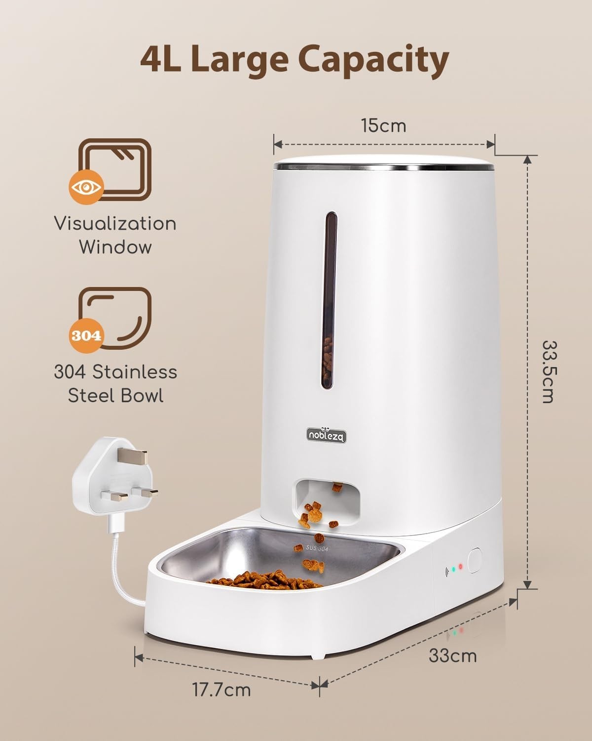 4L WiFi Automatic Cat Feeder Smart App Control Food Dispenser Timer