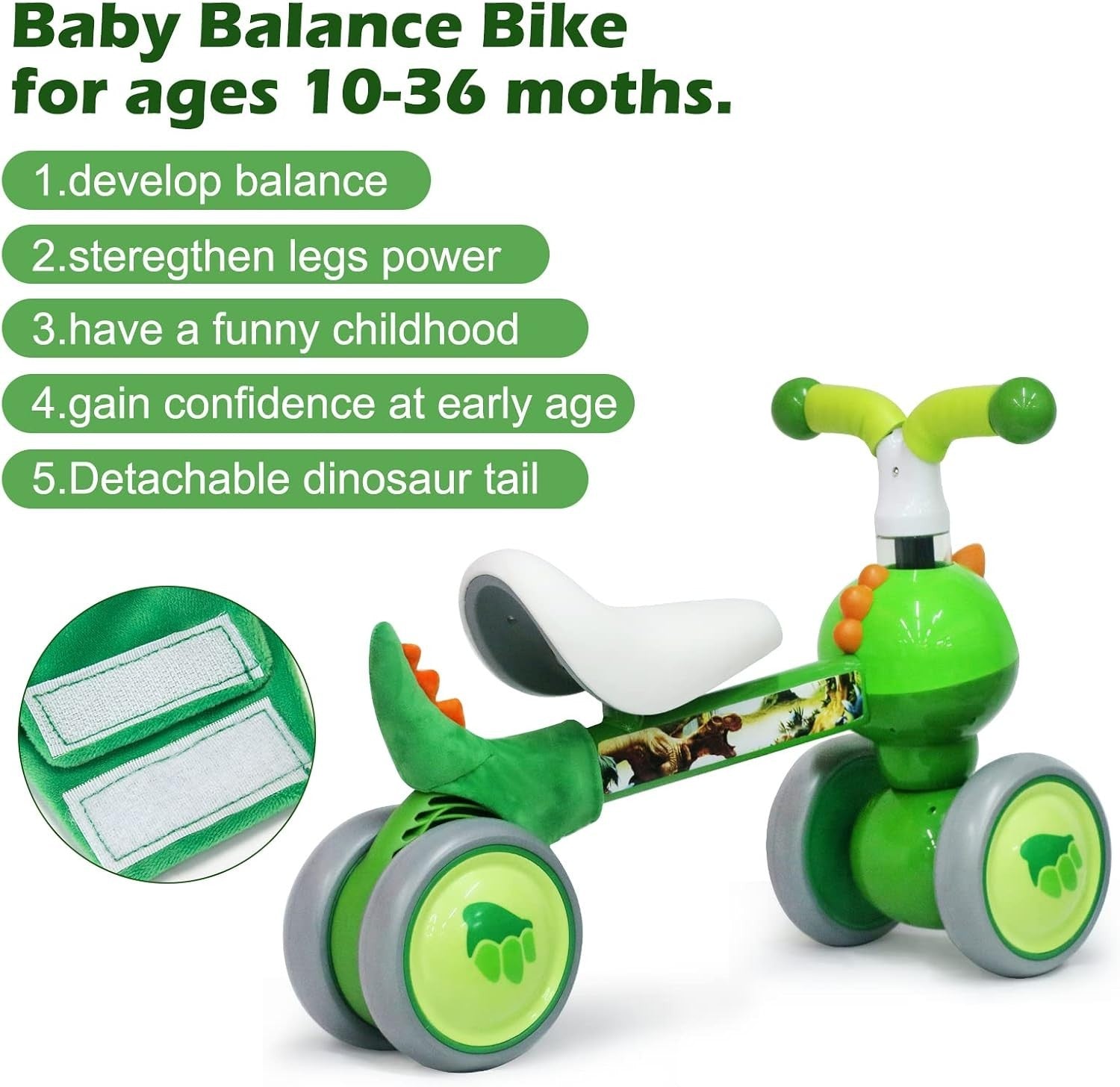 Baby Balance Bike Toddler Ride On Walker No Pedal Dinosaur 10-36M