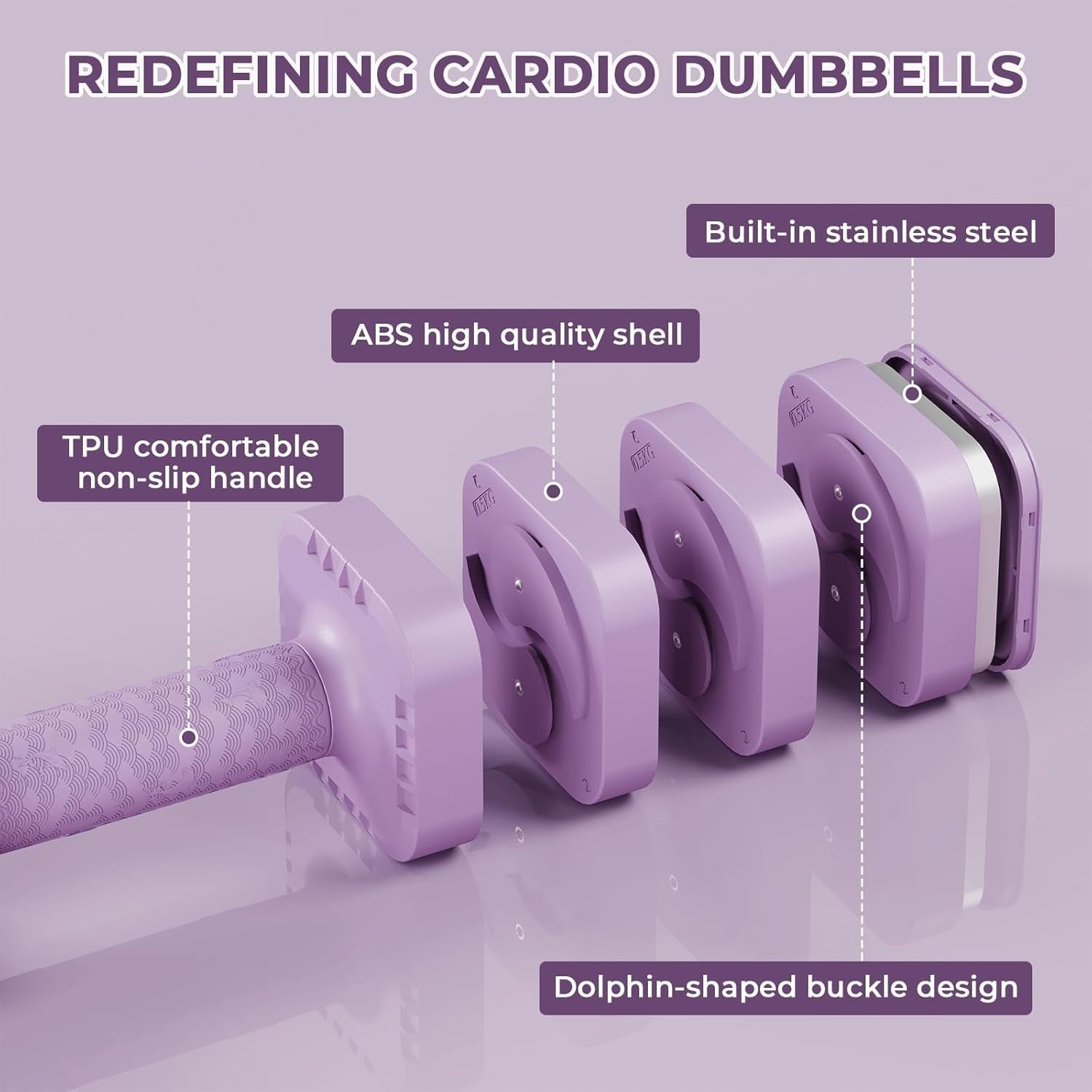 4-in-1 Adjustable Dumbbells Pair 5KG Compact Non-Slip Home Fitness