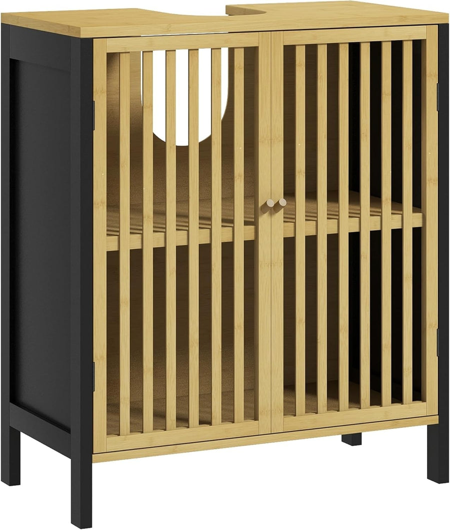 Bamboo Bathroom Sink Cabinet Under Sink Storage Unit with Adjustable Shelf