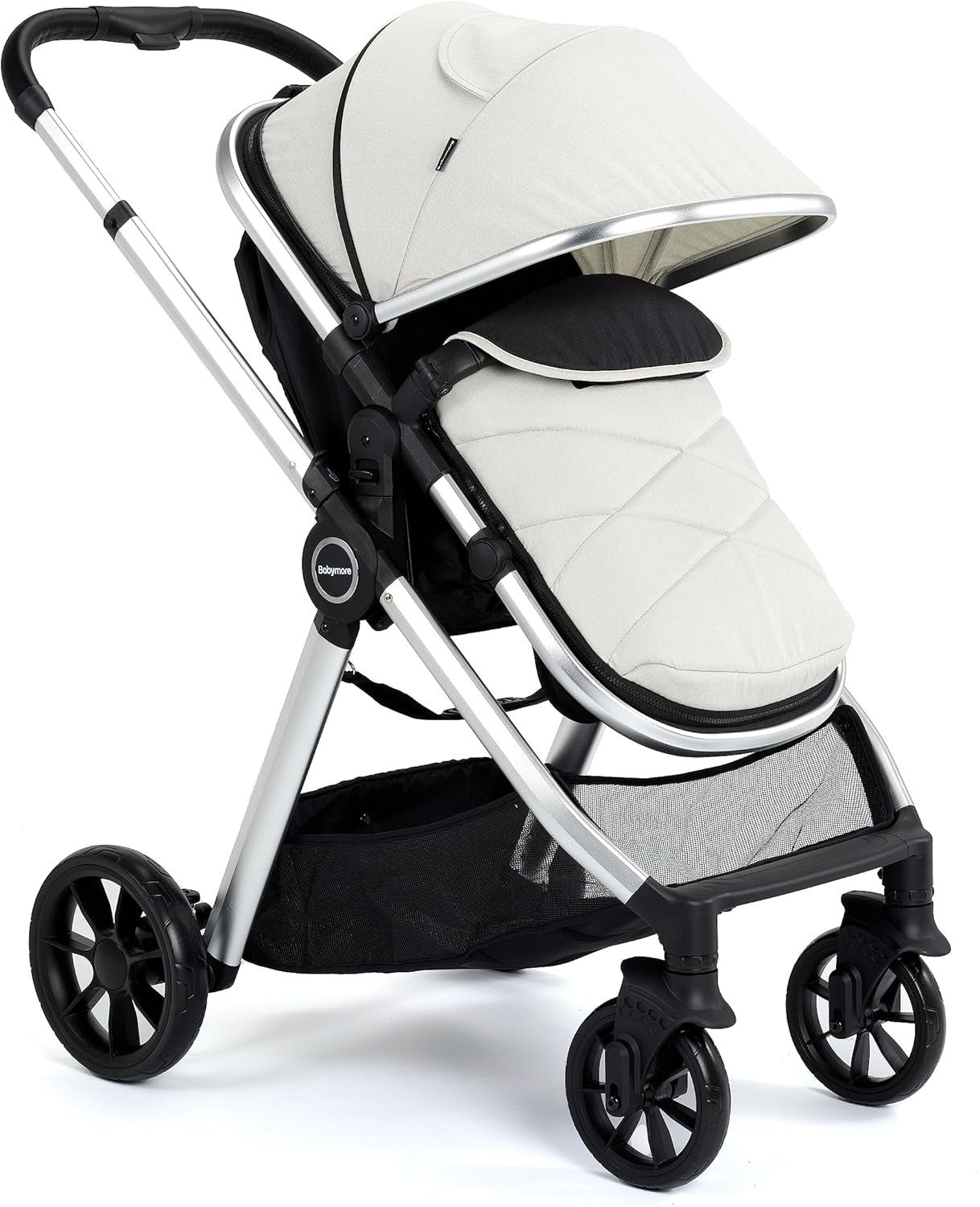 Silver 3 in 1 Baby Travel System Pram Pushchair i-Size Car Seat