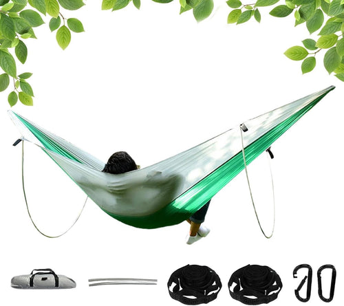 Outdoor Camping Hammock with Support Poles – Waterproof, Portable Travel