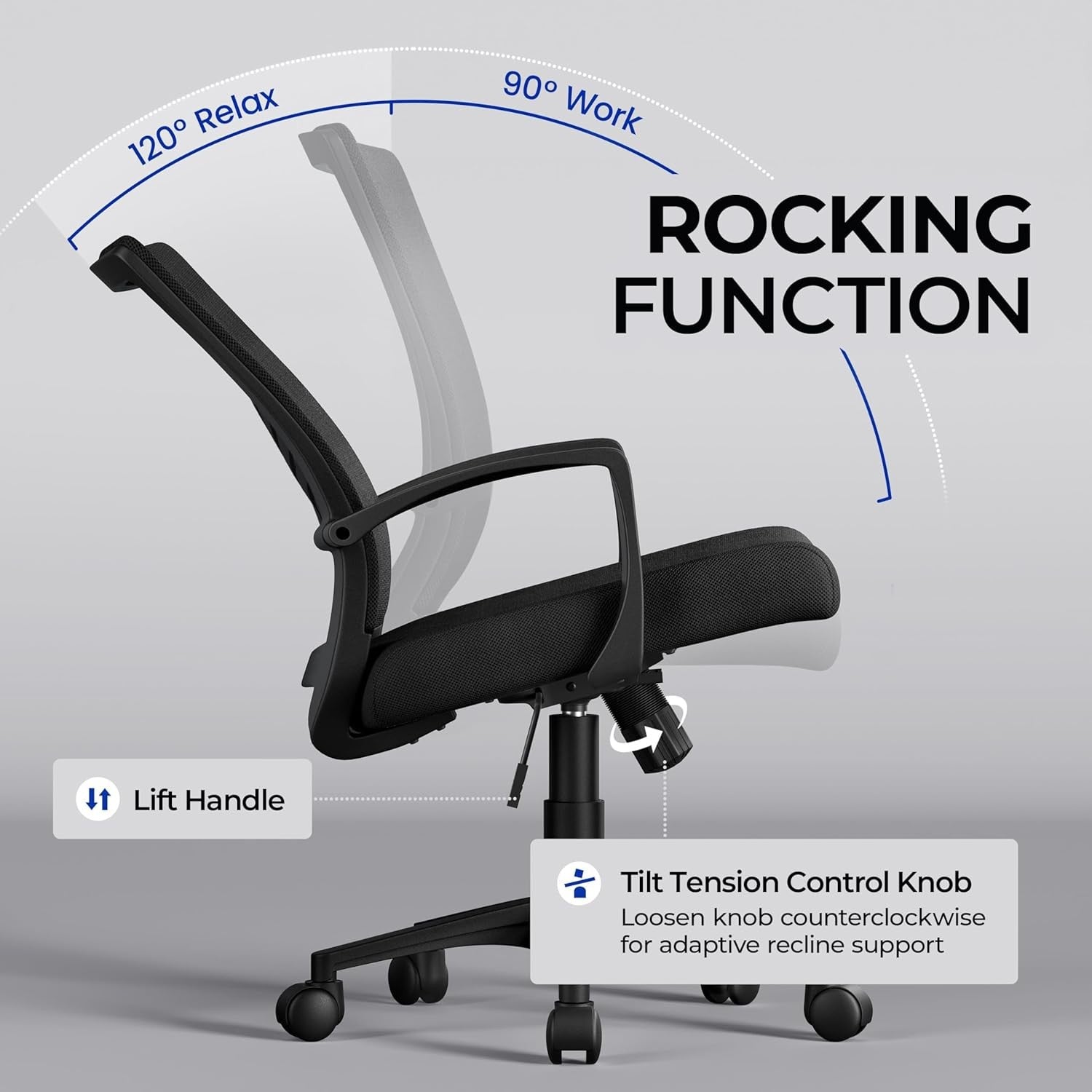 2x Ergonomic Mesh Office Chair Mid Back Swivel Adjustable Lumbar