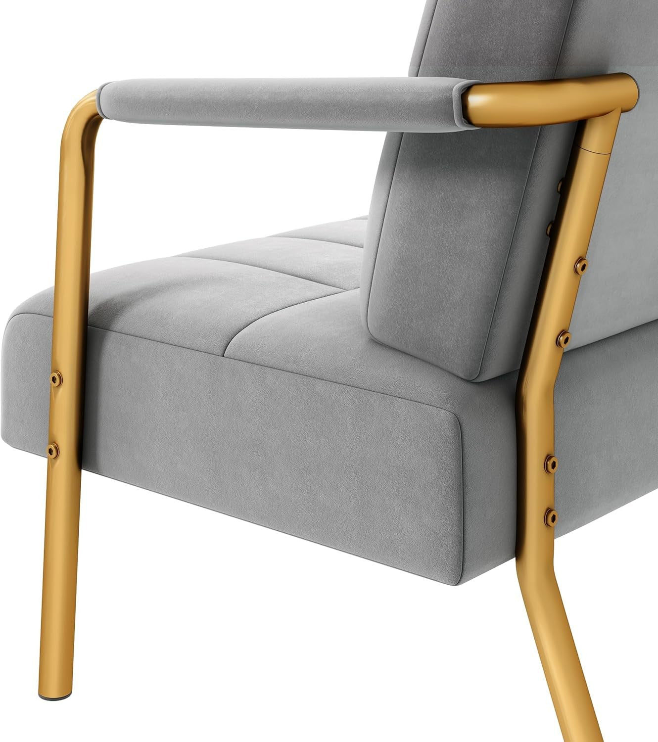 Velvet Accent Tub Chair Gold Legs Armchair w/ Cushion