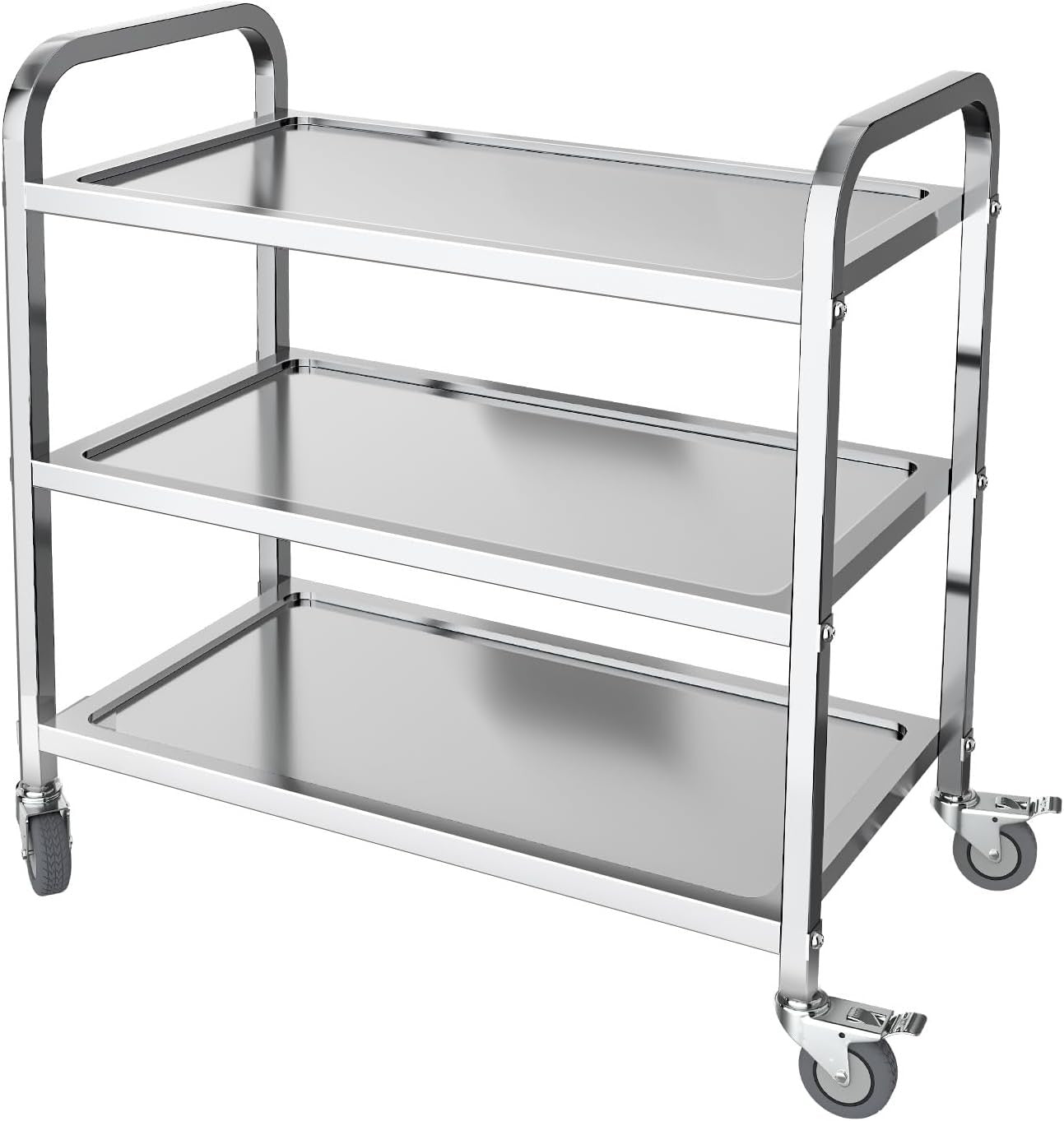 3 Tier Stainless Steel Kitchen Trolley Cart on Wheels Lockable Cart
