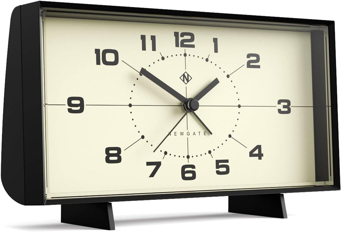 Retro Rectangular Alarm Clock Analogue Bedside Desk Mantel Black Cream