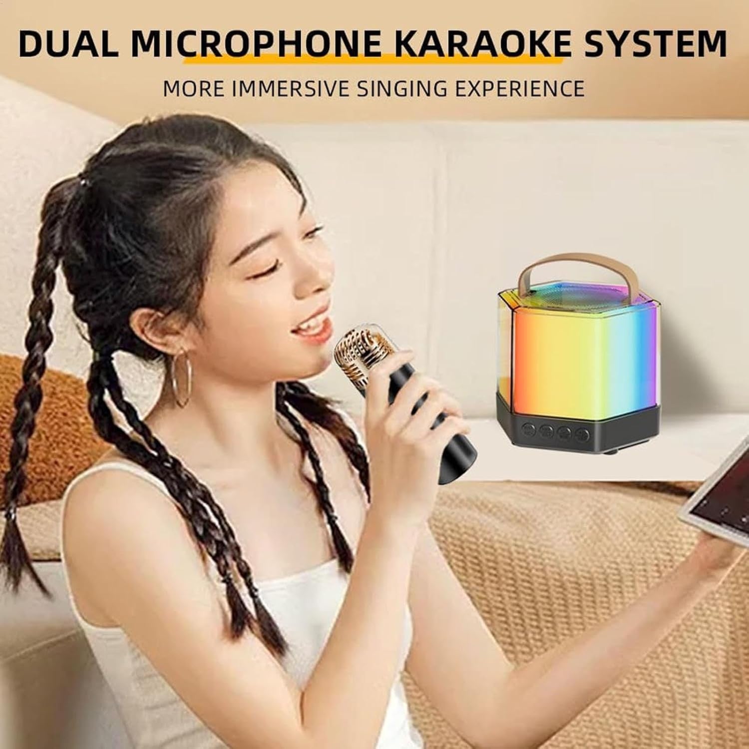 JLab 2 Mic Wireless Karaoke Machine, RGB Lights, Portable Speaker