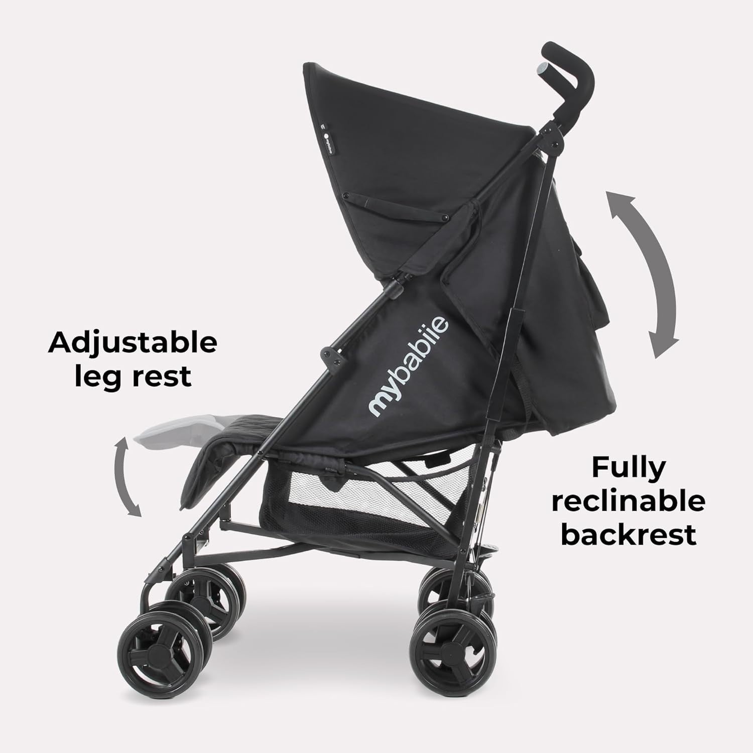 Lightweight Umbrella Stroller Compact Fold Travel Buggy Reclining Seat Black
