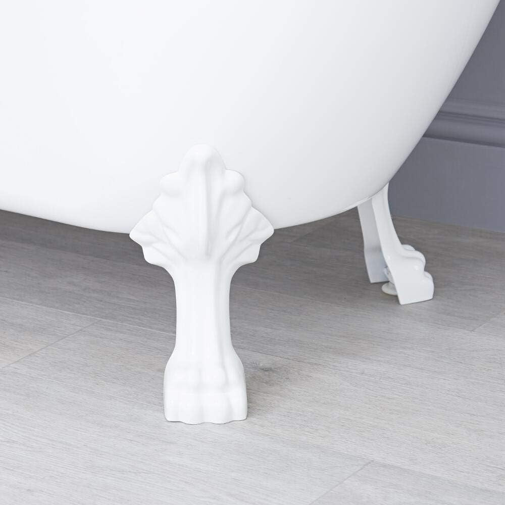 White Double Ended Roll Top Bath 1795x785mm Freestanding White Claw Feet