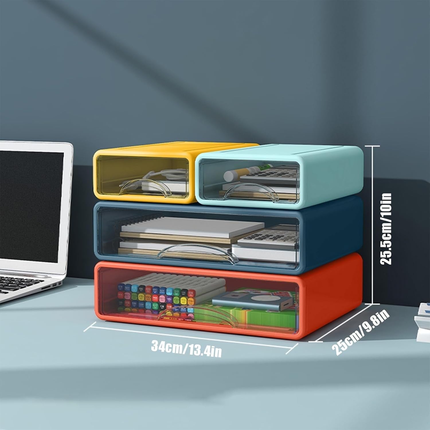 Desk Organizer 3 Stackable Drawers Clear Desktop Storage for Office & Makeup