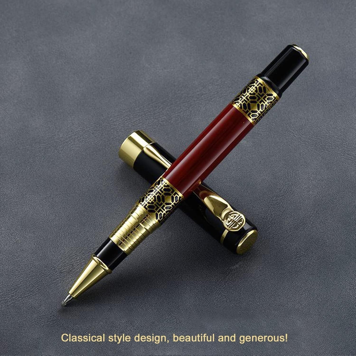 2-Pack Luxury Ballpoint Pen Red Medium Tip Smooth Writing Gift Set