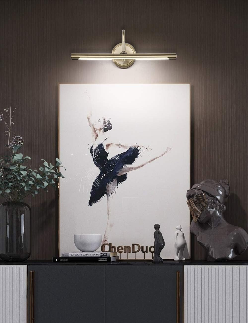 Dimmable LED Picture Light 16.54" Swing Arm, Antique Bronze Accent