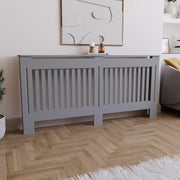 Extra Large Olive Grey Radiator Cover | Modern MDF Slatted Heater Cabinet