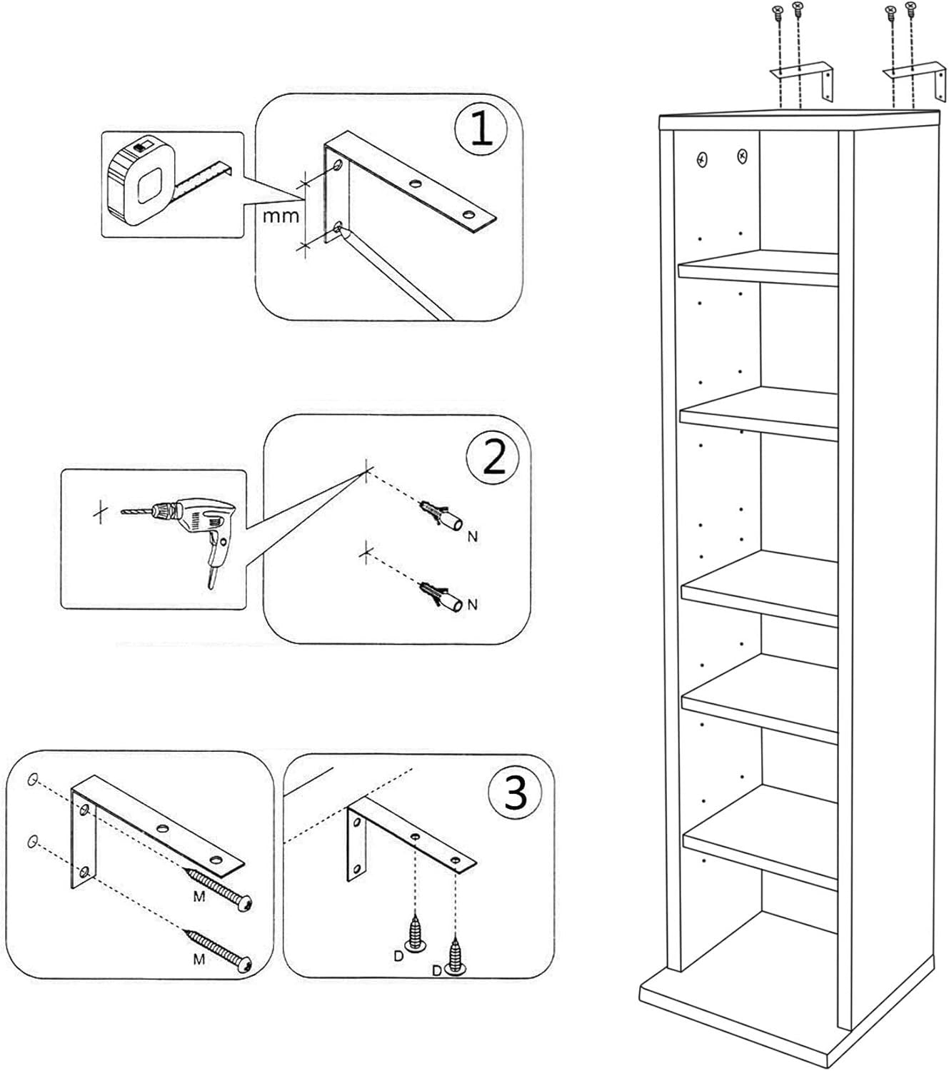 CD DVD Storage Tower Rack 102 Disc Media Shelf Organizer Black 90cm