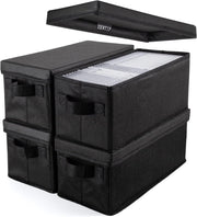 8 Pack CD DVD Storage Boxes Stackable Fabric Organizer Cases with Lids