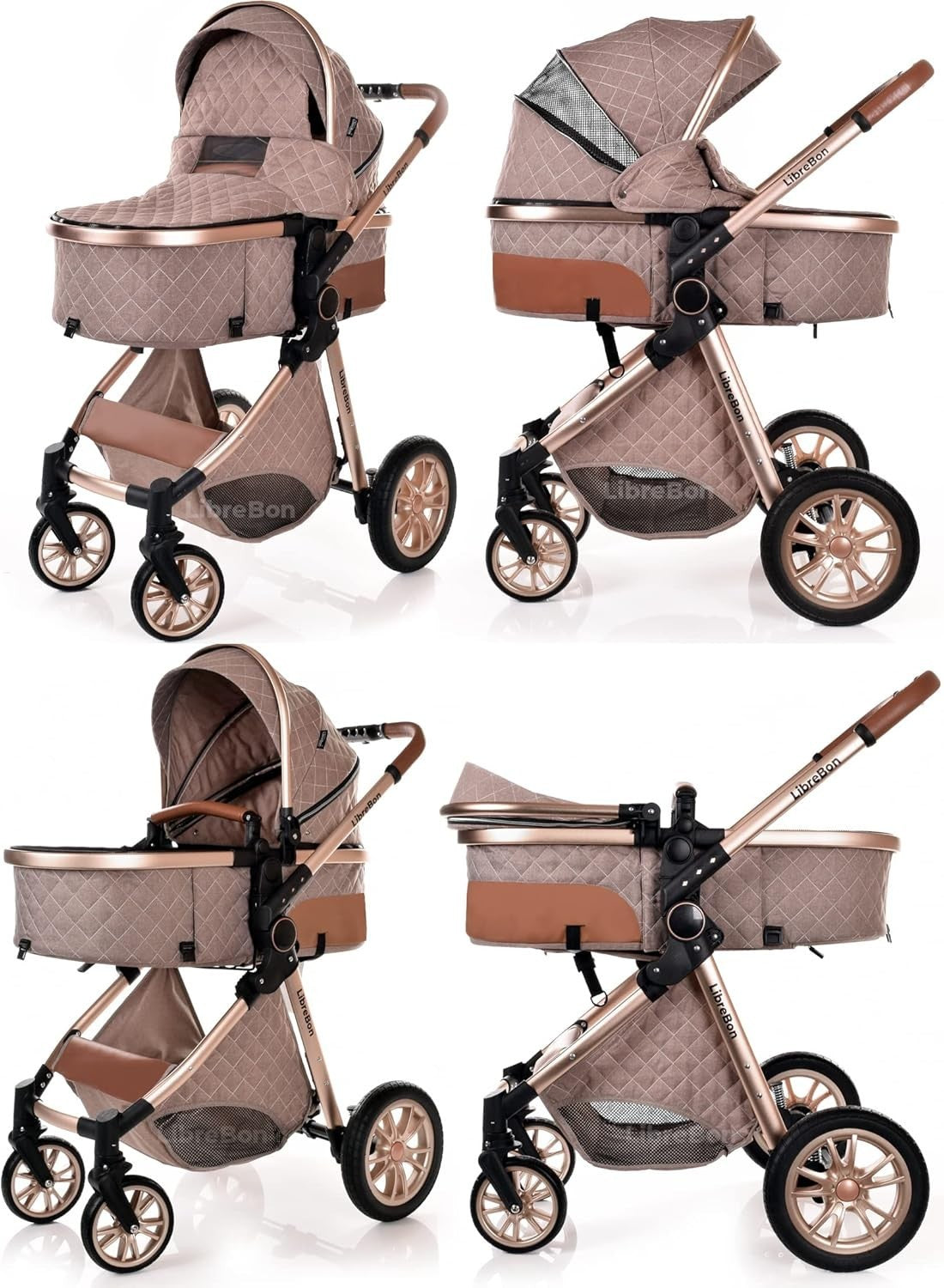 3 in 1 Baby Pram Pushchair Lightweight Folding Buggy from Birth 0-36m