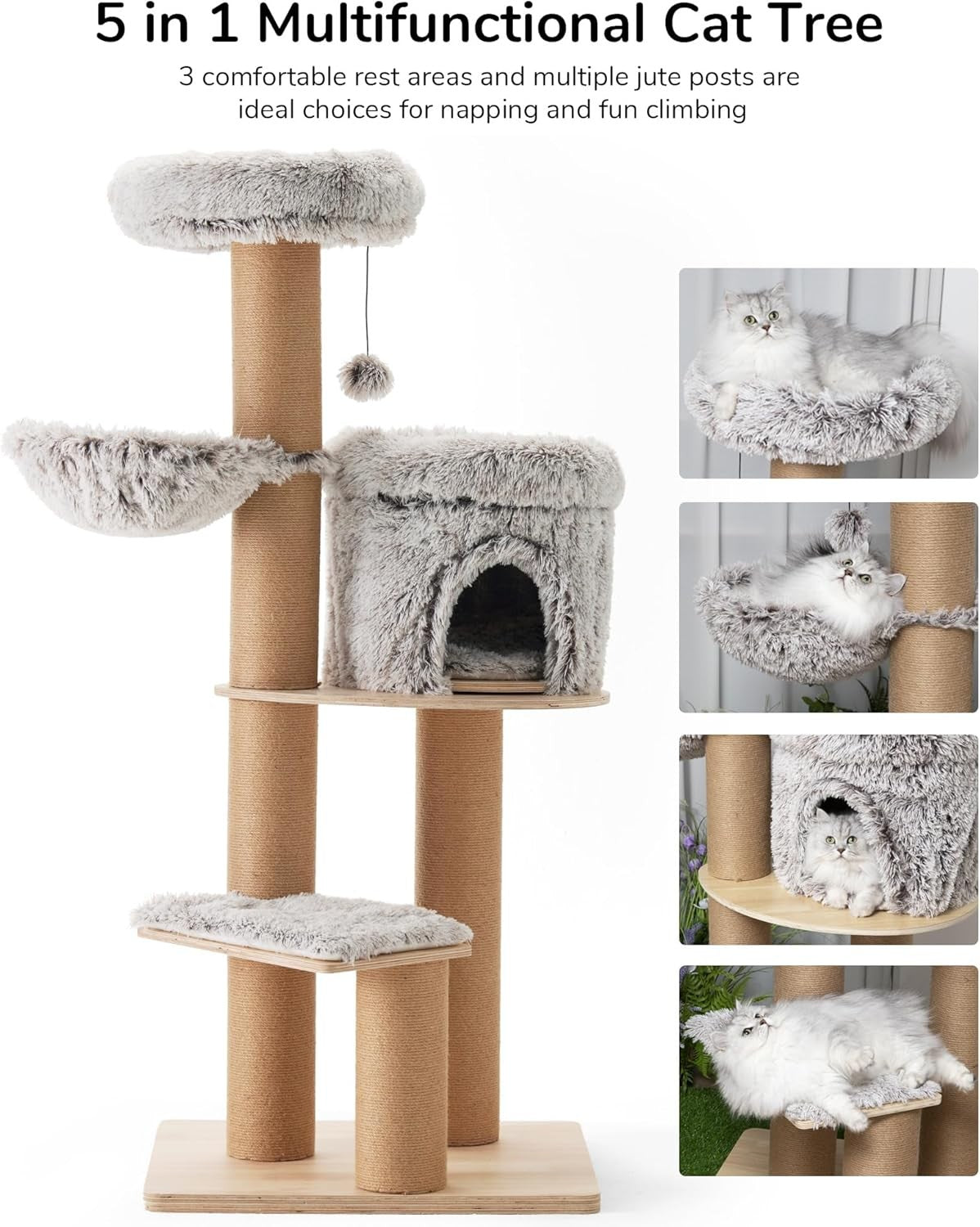 155cm Large Cat Tree Tower Condo Hammock Scratching Posts Multi Level Indoor