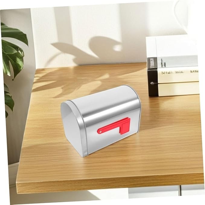 Silver Tin Mailbox Storage Box – Decorative Organizer for Cards, Candy, Letters