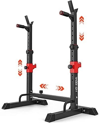 Heavy Duty Adjustable Squat Rack & Barbell Stand Dip Station Home Gym