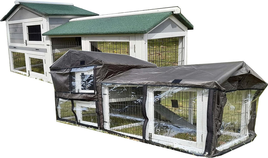 XXL Rabbit Hutch Outdoor with Run 2 Tier Rain Cover Night Shelter