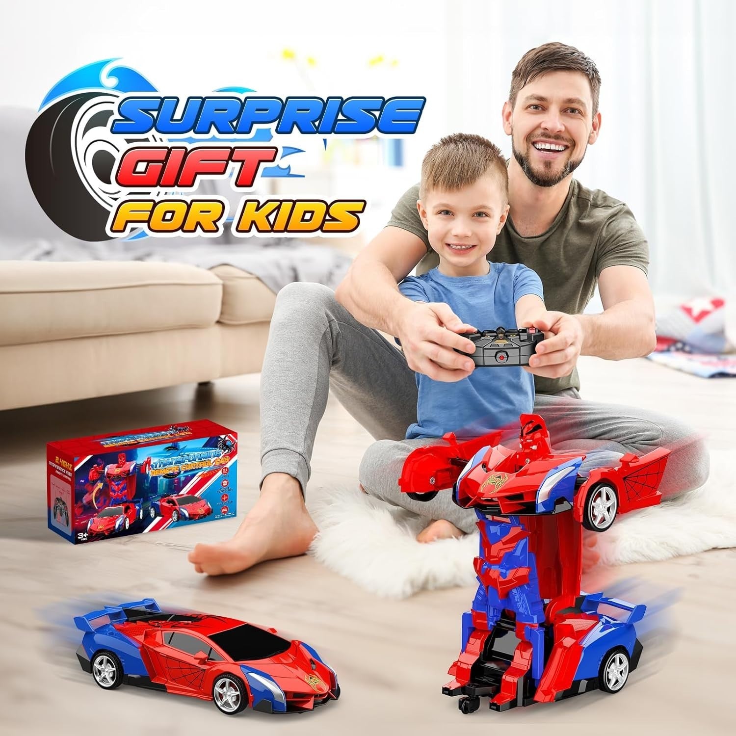 2-in-1 Transforming RC Car Robot Toy | 360° Rotation Remote Control Vehicle for