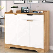 Large Modern Wooden Shoe Cabinet with Drawer & 3 Doors for Hallway