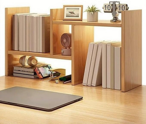 Adjustable Dorm Desk Hutch Organizer | Yellow Double-H Desktop Shelf 70cm