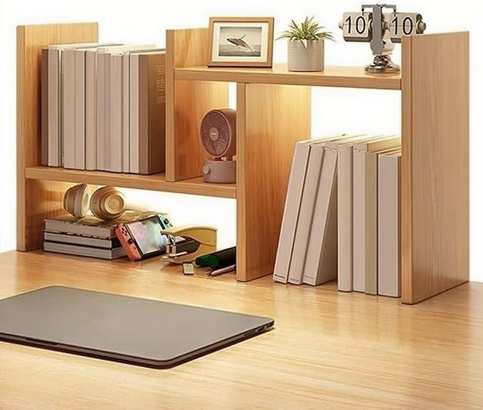 Adjustable Dorm Desk Hutch Organizer | Yellow Double-H Desktop Shelf 70cm